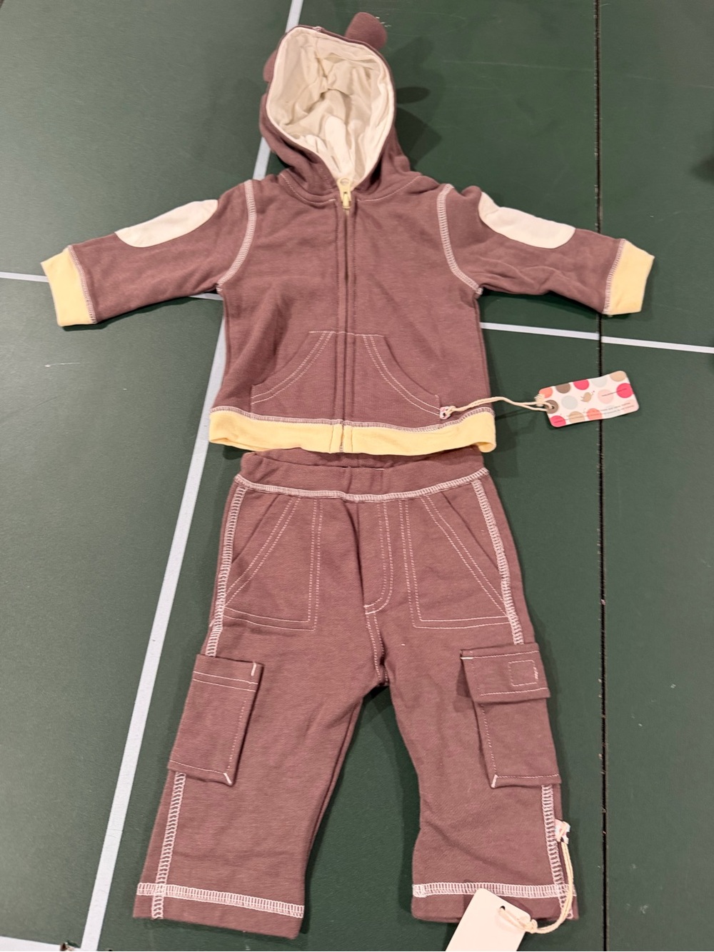Baby Soy Brown & Yellow Kids Hoodie and Cargo Jogger Set